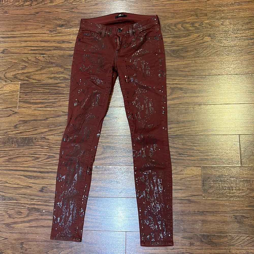 7 for all mankind snakeskin skinny jeans